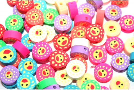 Round Polymer Clay Beads Sun - Mix Color 9x12mm - 25pcs