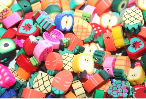 Polymer Clay Beads Mixed Fruit 10x11mm - 25pcs