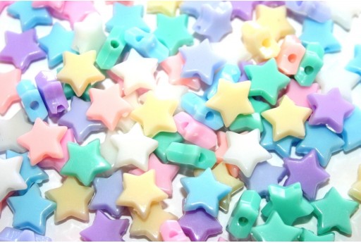 Pastel Acrylic Beads Star - Mix Color 10mm - 25pcs