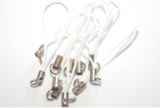 Platinum Plated Phone Mobile White Straps - 5pcs