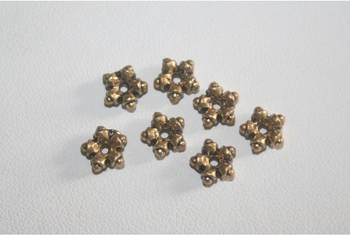 Rondelle Stella Argento Tibetano Colore Oro 7,5mm - 25pz