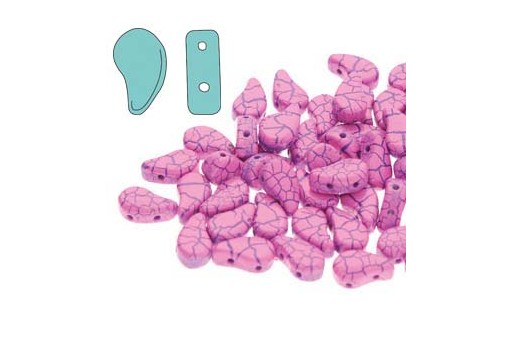 Czech Glass Beads Paisley Duo Ionic - Pink Blue 8x5mm - 10gr