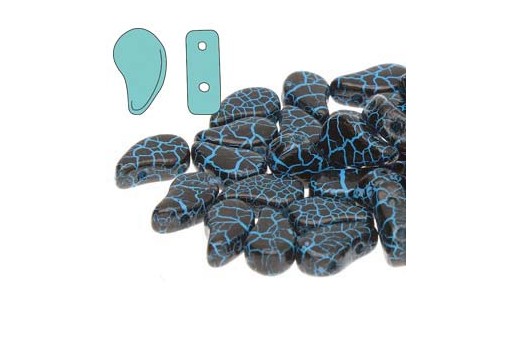 Czech Glass Beads Paisley Duo Ionic - Jet Blue 8x5mm - 10gr