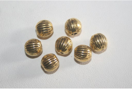 Palline Argento Tibetano Colore Oro 8mm - 8pz