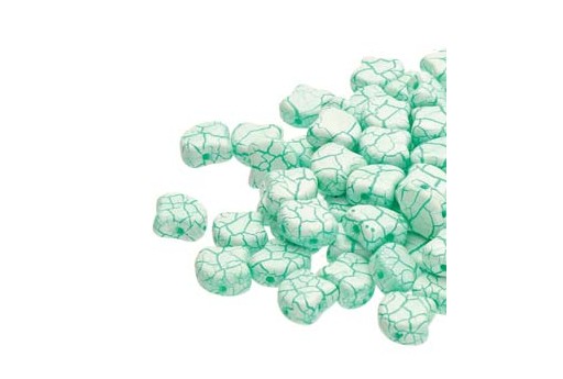 Czech Glass Ginko Beads - Ionic - White Green 7,5x7,5mm - 10gr