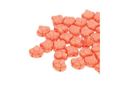 Czech Glass Ginko Beads - Ionic - Orange Dark Red 7,5x7,5mm - 10gr