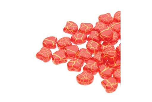 Czech Glass Ginko Beads - Ionic - Red Yellow 7,5x7,5mm - 10gr