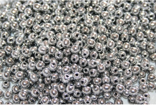 Czech Round Beads Silver 3mm - 100pcs