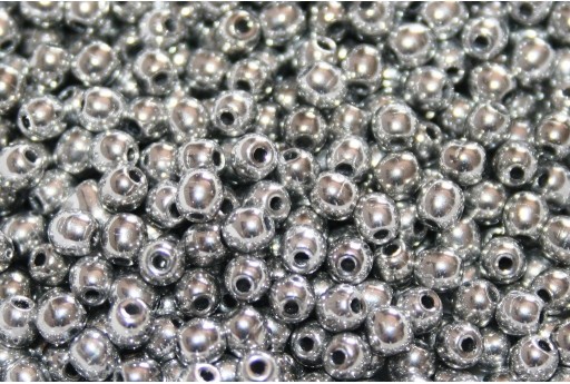 Czech Round Beads Silver 4mm - 100pcs