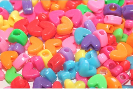 Acrylic Beads Heart - Multicolor 7x9mm - 20g