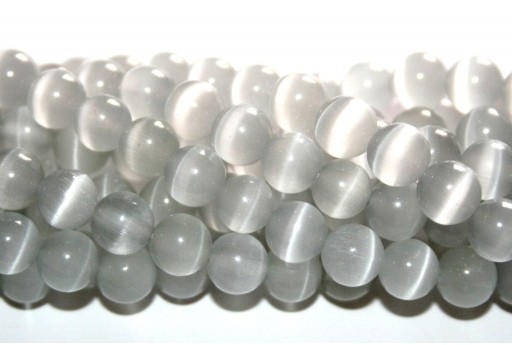 Cat's Eye Beads Round - Grey 8mm - 48pcs