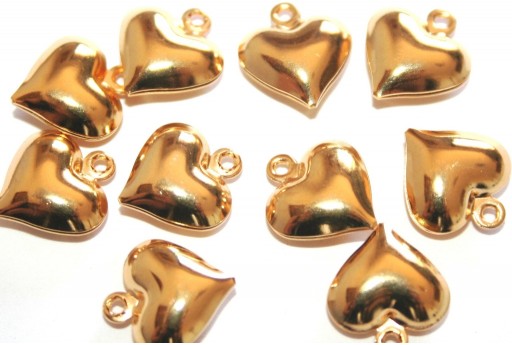 Stainless Steel Charms Heart - Gold 13x11,5mm - 2pcs