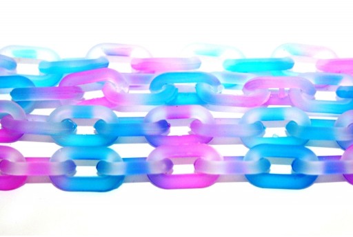 Blue Pink Transparent Acrylic Chain - 14x8mm - 20cm