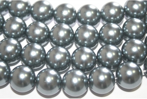 Glass Pearls Strand Light Grey 14mm - 28pcs
