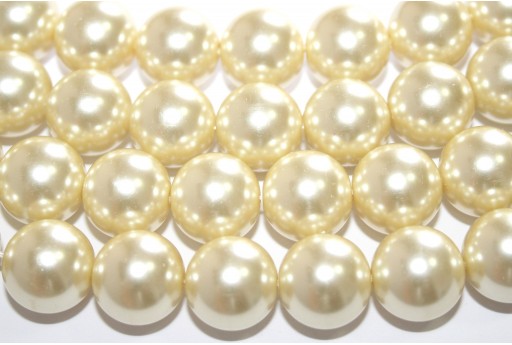 Glass Pearls Strand Light Yellow 14mm - 28pcs
