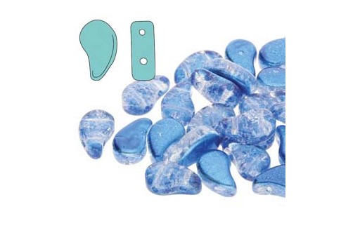 Czech Glass Beads Paisley Duo Slushy - Blue Raspberry 8x5mm - 10gr