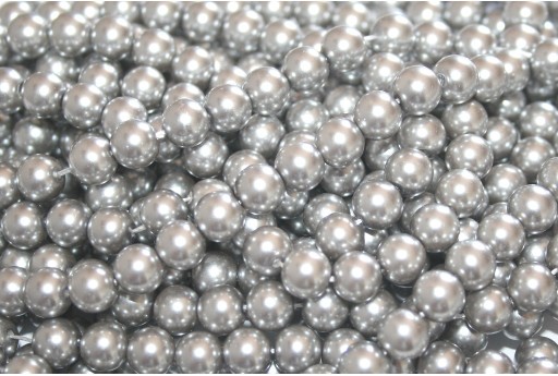 Glass Pearls Strand - Silver Gray 8mm - 52pcs