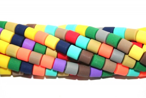 Polymer Clay Beads Strands Column - Multicolor 7x5,5mm - 60pcs