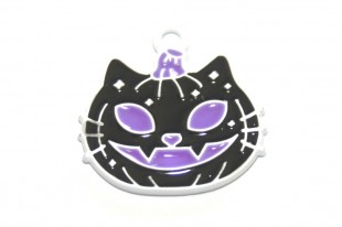 Charm Smaltato Halloween Zucca Gatto Nera - 21x20mm - 2pz