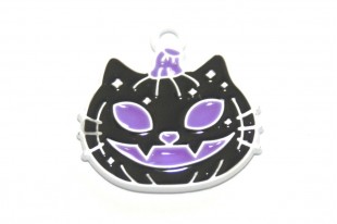 Metal Charms Halloween Cat Pumpkin Black 21x20mm - 2pcs