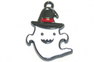 Metal Charms Halloween Ghost Black White 25x17mm - 2pcs