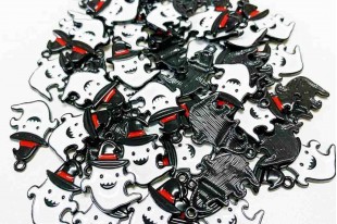 Metal Charms Halloween Ghost Black White 25x17mm - 2pcs