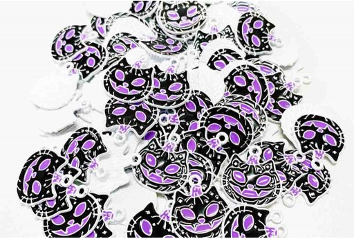 Metal Charms Halloween Cat Pumpkin Black 21x20mm - 2pcs 2