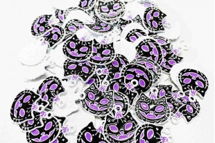 Metal Charms Halloween Cat Pumpkin Black 21x20mm - 2pcs