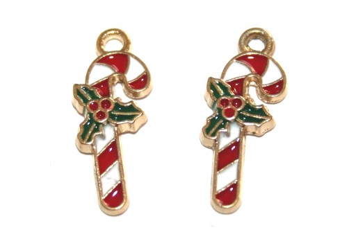 Charm di Natale Bastoncino di Zucchero 19x7mm - 2pz