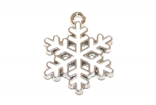 Charm di Natale Fiocco di Neve - Bianco Argento 20x17mm - 2pz