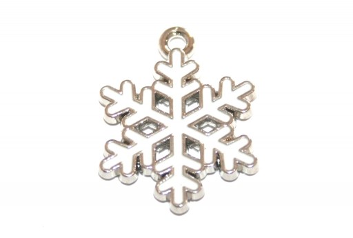 Metal Charms Christmas Snowflake - White Silver 20x17mm - 2pcs