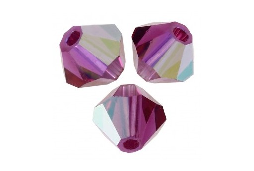 Bicones Preciosa - MC Bead Rondell - Fuchsia AB 4mm - 30pcs