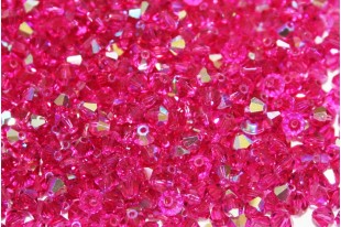 Bicones Preciosa - MC Bead Rondell - Fuchsia AB 4mm - 30pcs