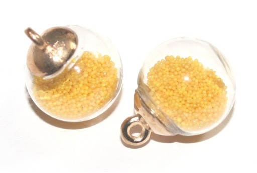 Charms Sfera in Vetro con Sabbia - Gialla 16mm - 2pz