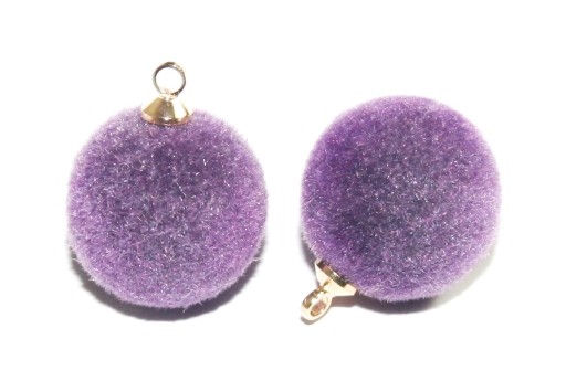 Flocky Acrylic Pom Pom - Purple 18x14mm - 4pcs