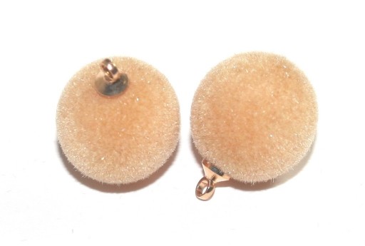 Flocky Acrylic Pom Pom - Beige 18x14mm - 4pcs