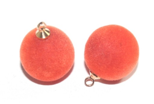 Flocky Acrylic Pom Pom - Orange 18x14mm - 4pcs