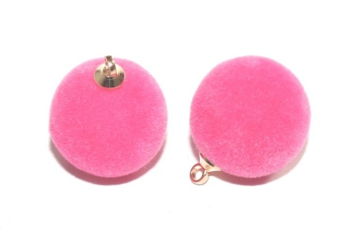 Flocky Acrylic Pom Pom - Pink 18x14mm - 4pcs