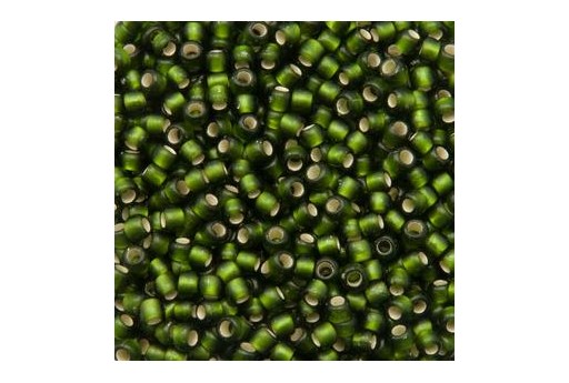 Toho Seed Beads Silver Lined Frosted Olivine 8/0 - 10g
