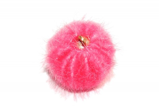 PomPon Fur Whit Ring - Coral 20mm - 2pcs