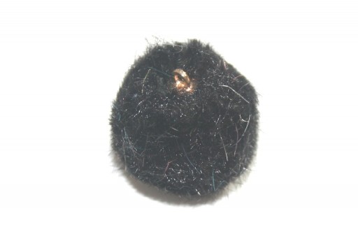 PomPon Fur Whit Ring - Black 20mm - 2pcs