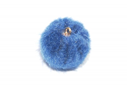 PomPon Fur Whit Ring - Blue 20mm - 2pcs