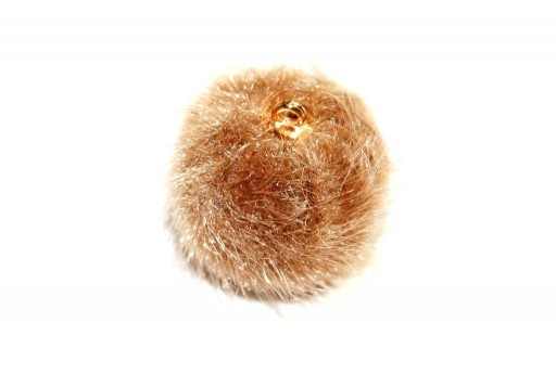 PomPon Fur Whit Ring - Taupe 20mm - 2pcs