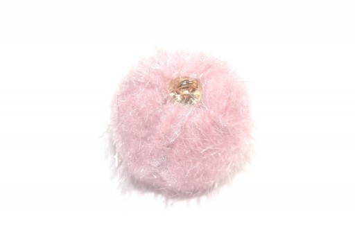 PomPon Fur Whit Ring - Pink 20mm - 2pcs