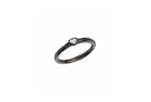 Ring Slim with Heart Fixed Size - Gunmetal 17mm