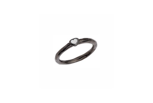 Anello Slim con Cuore Misura Unica - Gunmetal 17mm