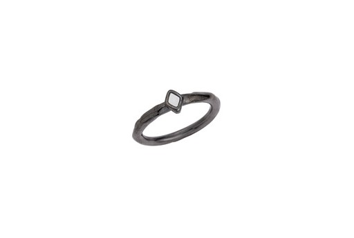 Ring Slim with Rhombus Fixed Size - Gunmetal 15mm