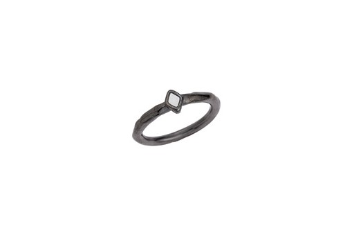 Anello Slim con Rombo Misura Unica - Gunmetal 15mm