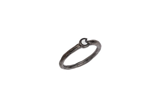 Anello Slim con Luna Misura Unica - Gunmetal 17mm