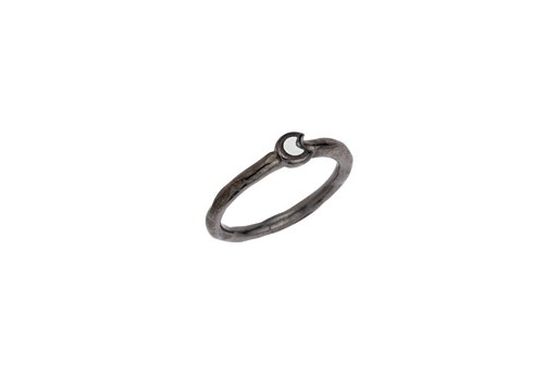 Ring Slim with Moon Fixed Size - Gunmetal 17mm